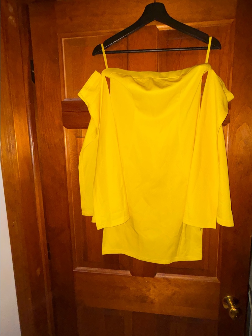 Yellow Cold-Shoulder Women's Top
